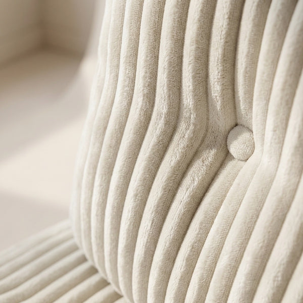 Gros plan du velours côtelé beige sable de la Baie