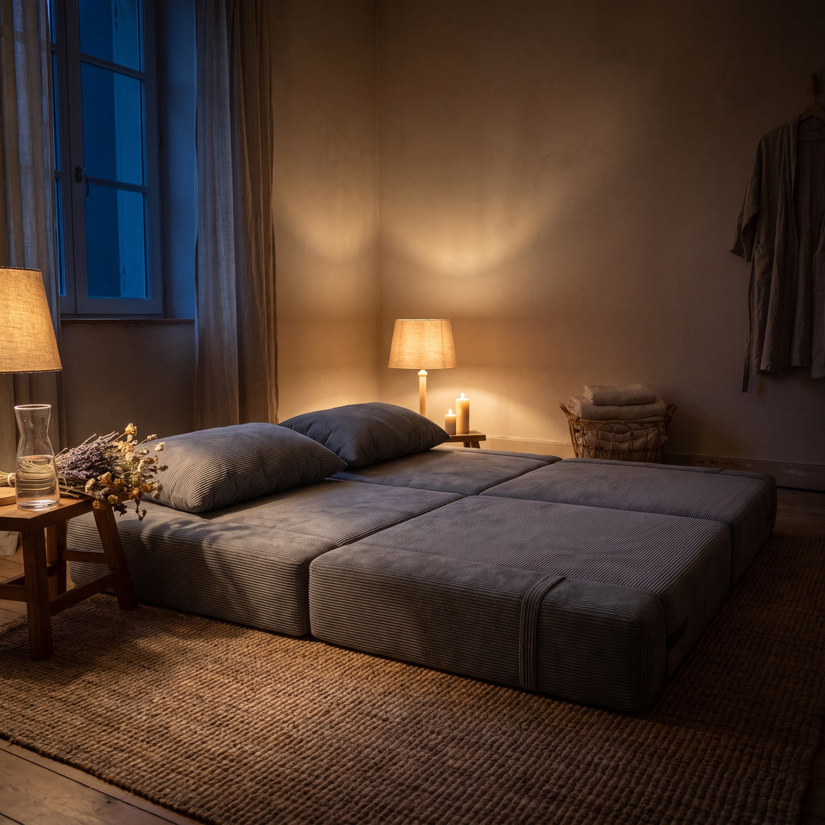 La Lagune dépliée le soir, lampe allumée